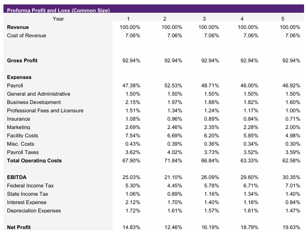 Dog Groomer Common Size Income Statement
