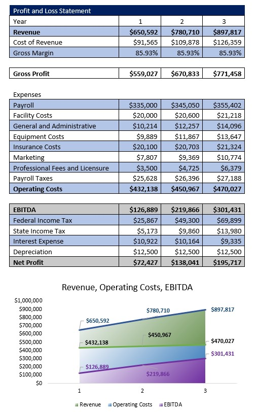 Adult Day Care Center Profit and Loss Statement