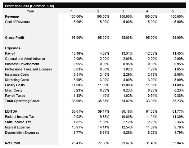 Data Center Common Size Income Statement