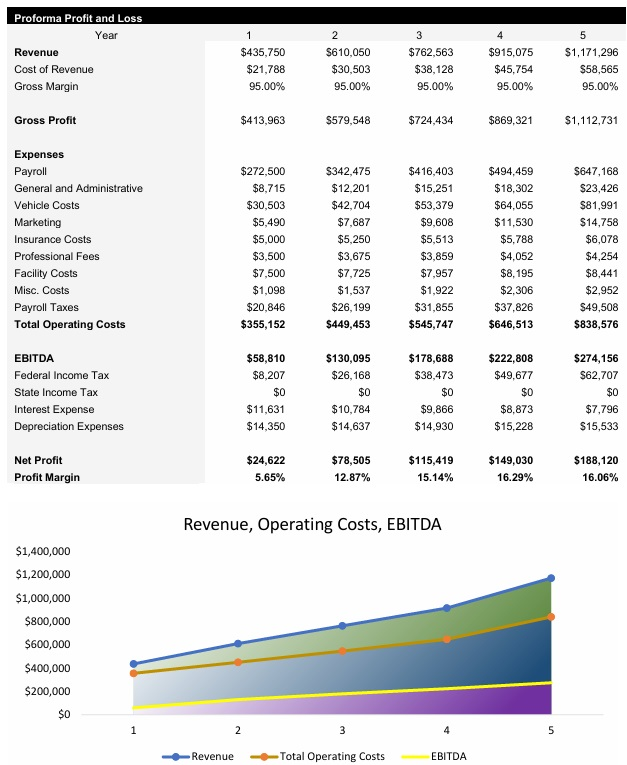 Cleaning Business Profit and Loss Statement