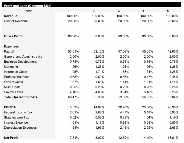 Courier Service Common Size Income Statement