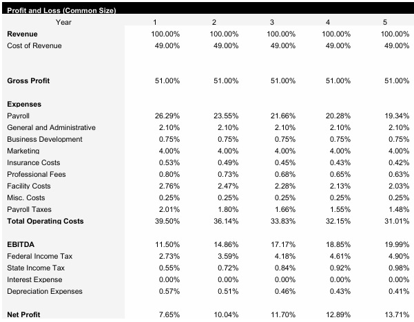 Real Estate Brokerage Common Size Income Statement