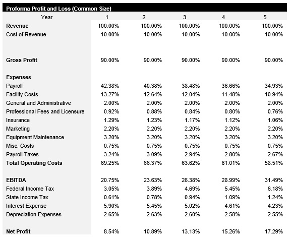 Laundromat Common Size Income Statement