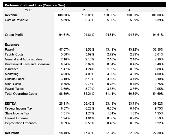Mechanical Engineer Common Size Income Statement