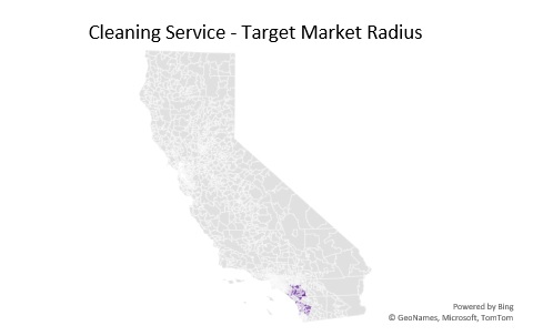 Cleaning Service Target Market Radius Analysis