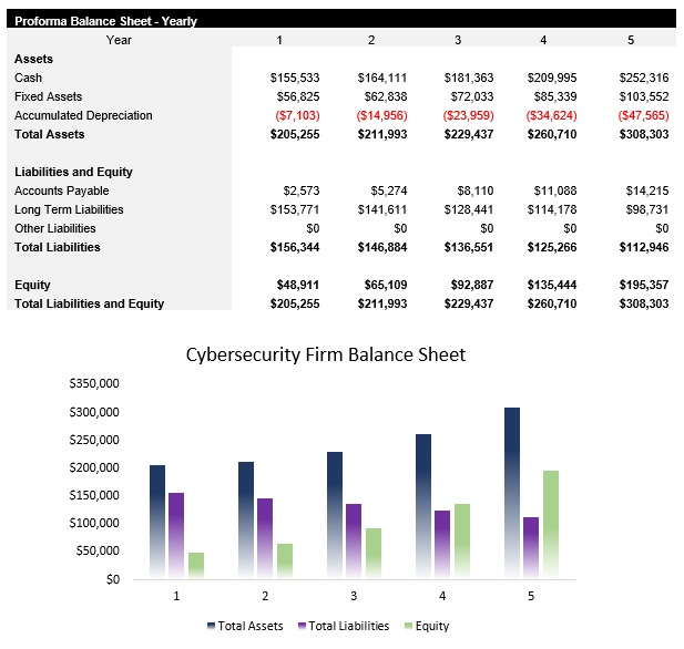 Sample Cybersecurity IT Firm Balance Sheet