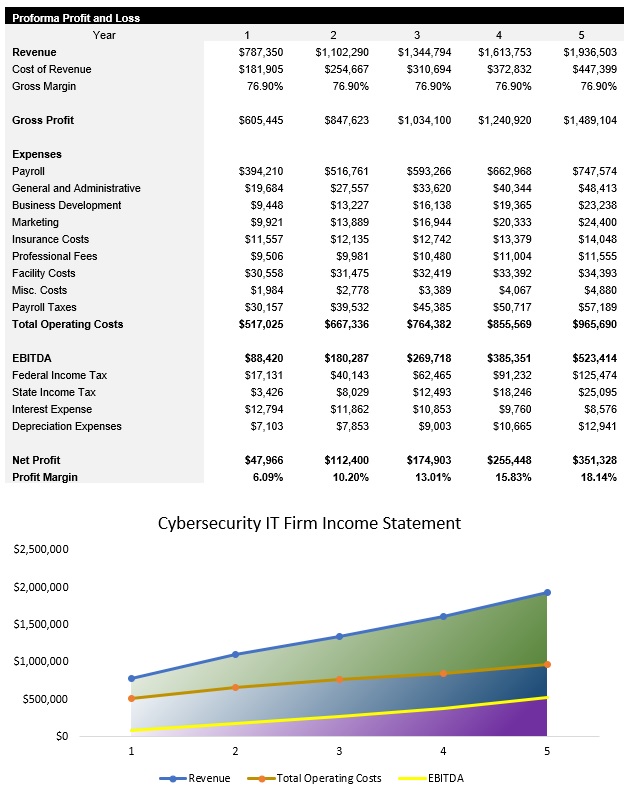 Sample Cybersecurity IT Firm Income Statement