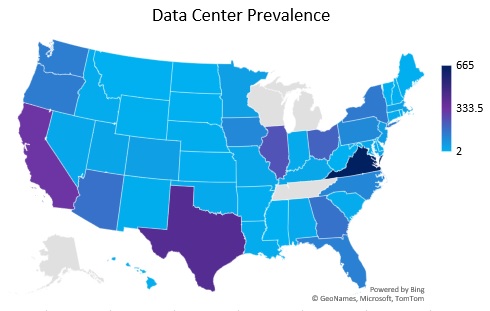 Data Center Prevalence by State