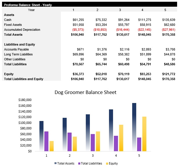 Sample Dog Groomer Balance Sheet