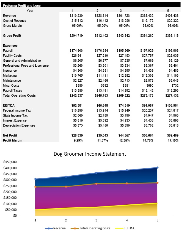 Sample Dog Groomer Income Statement