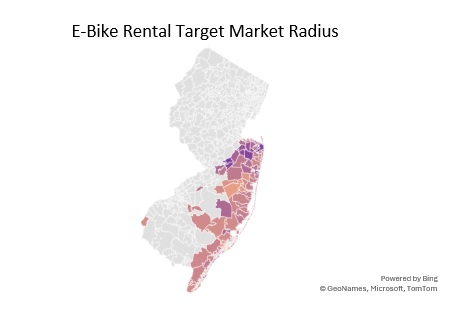 E-Bike Rental Target Market Radius