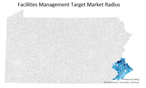 Facilities Management Target Market Radius Analysis