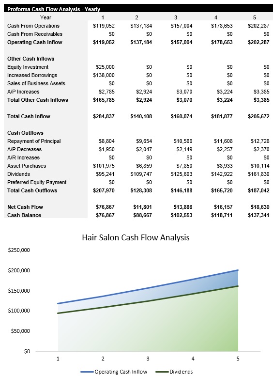 Sample Hair Salon Cash Flow Analysis