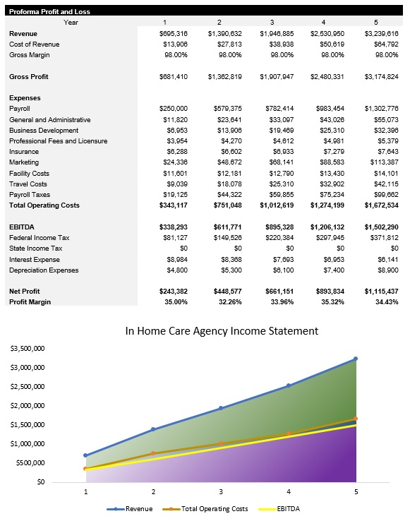 Sample In Home Care Agency Income Statement