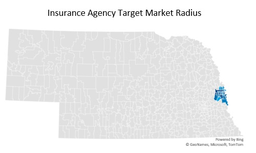 Insurance Agency Target Market Radius Analysis