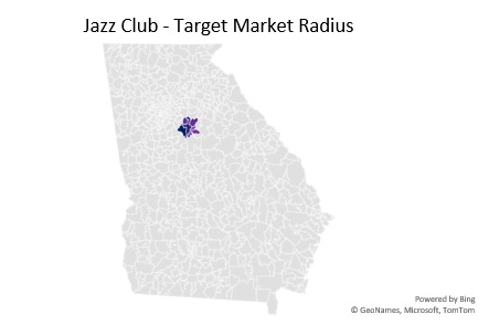 Jazz Club - Target Market Radius Analysis
