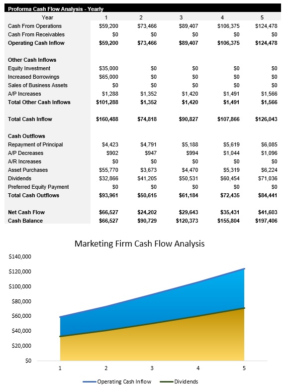 Sample Marketing Firm Cash Flow Analysis