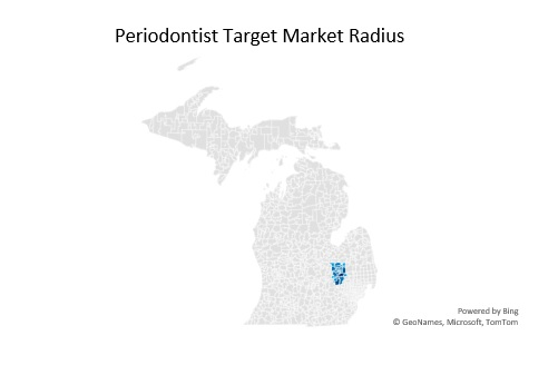 Periodontist Target Market Radius Overview