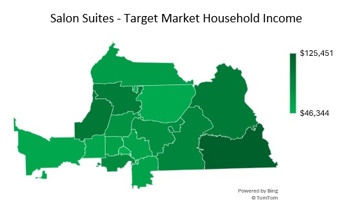 Salon Suite Target Market Household Income Analysis