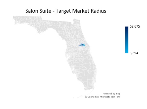Salon Suites - Target Market Radius Analysis
