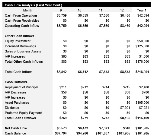 Sneaker Reseller - Monthly Cash Flow Analysis Continued