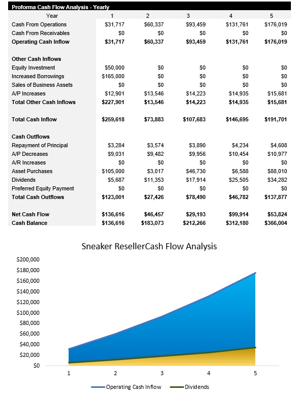 What does a sneaker reseller cash flow analysis look like?