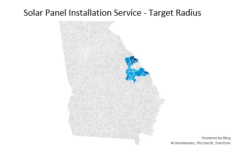 Solar Panel Installation Service - Target Market Radius