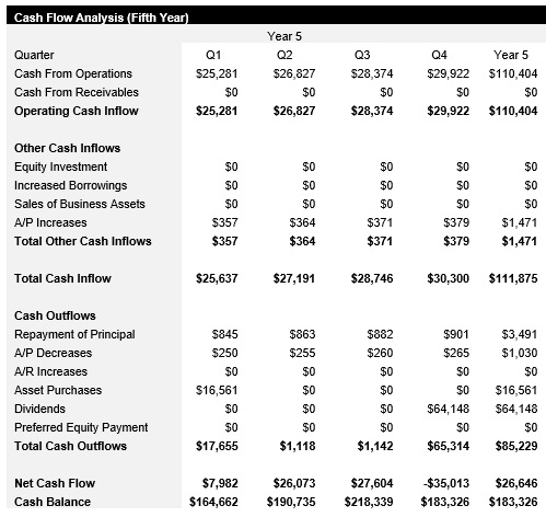 Vinyl Record Shop - Year 5 - Cash Flow Analysis